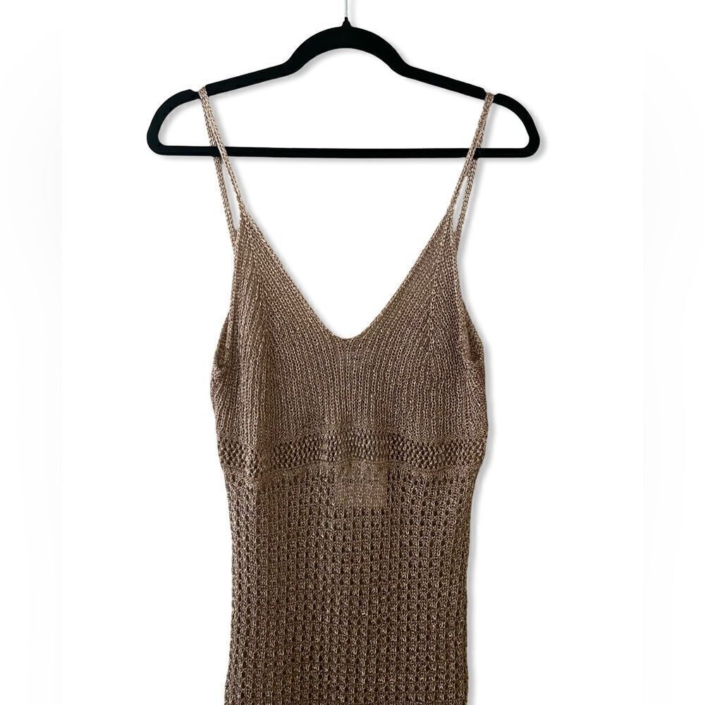 Superdown Darcie Maxi Dress Gold Metallic Knit Crochet Resort Swim Revolve M — image 5 of 8